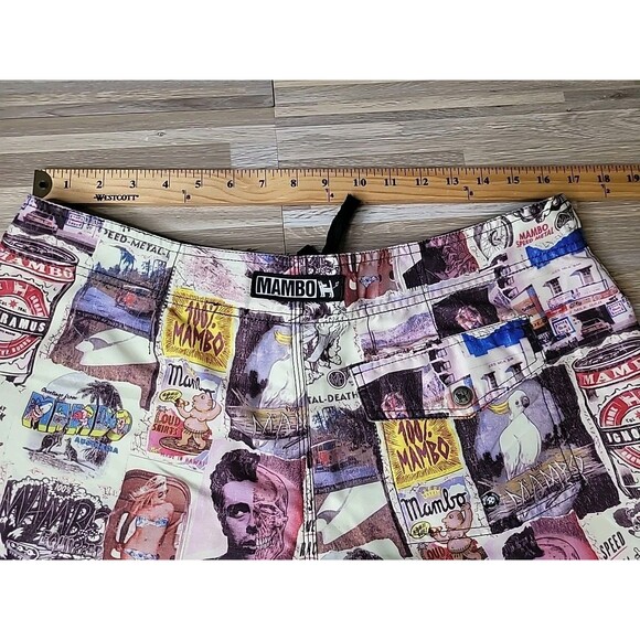Mambo Australia‎ Board Shorts Men's Size 36 Graphic Comic Portrait Skull Pinup - Picture 9 of 13